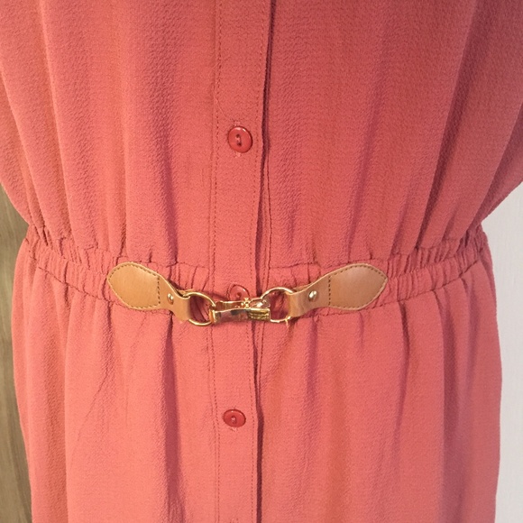 Burnt Red Waist Clasp Sleeveless Button Dress 3X - Picture 3 of 8